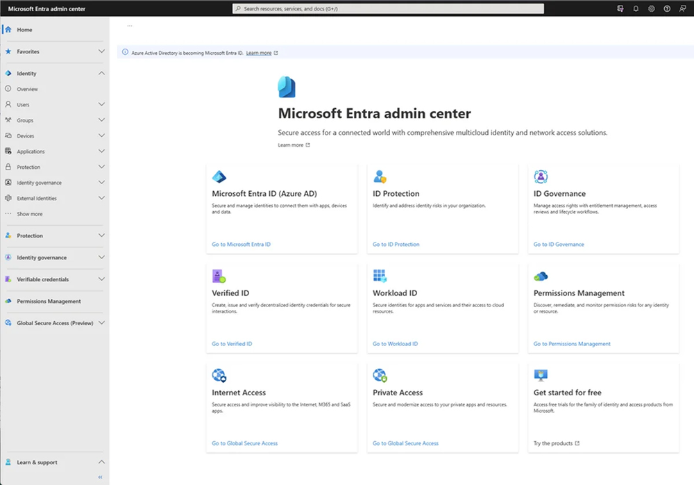 Entra ID dashboard.
